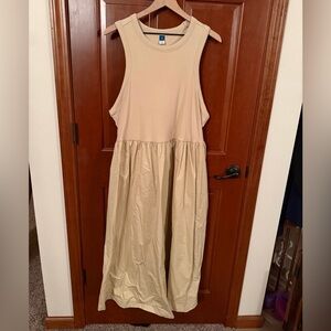 Old Navy Tan Sleeveless Midi Dress